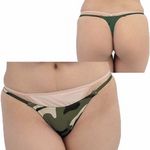 商品入荷待ち 2wayストレッチ迷彩ローライズTバック グリーン(ランジェリー)