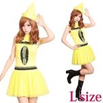 商品入荷待ち スカート付きクレヨンレオタード イエロー Lサイズ(コスプレ衣装)